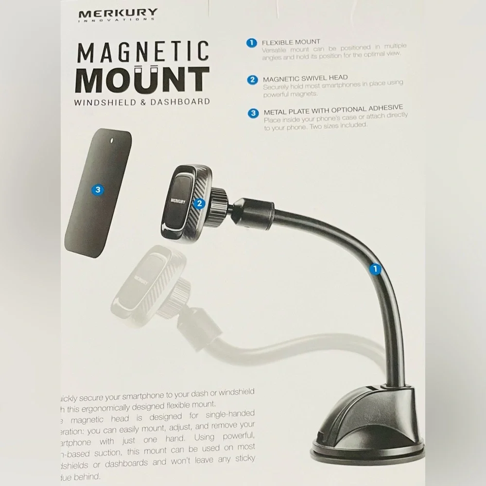 NWT/Merkury Auto Flexible Gooseneck Phone Mount/dashboard or windshield